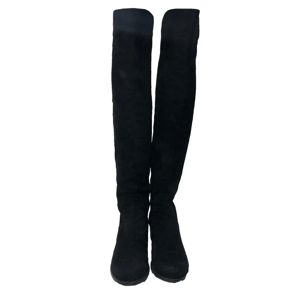 Stuart Weitzman Reserve Stretch Black Suede Over The Knee Boots Womens 6.5 Party